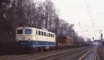 140340 mit einem gemischten Güterzug in Osnabrück Hörne am 20.3.1987 um 9.51 Uhr Richtung Münster.