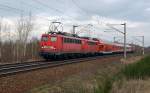 Mit dem PbZ 2467 von Berlin nach Leipzig fuhr 140 537 am 03.02.15 durch Petersroda Richtung Leipzig. Bei den Wagenloks handelt es sich um 115 198 und 112 180.