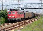 140 043-1  verlsst mit TEC45504 (Rostock Seehafen - Mukran)den Hbf Stralsund. am 22.06.06 