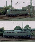 Die 140 124-9, die hier Anfang der 1980er Jahre durch den Neusser Hauptbahnhof rollt, hatte jahrelang zwei unterschiedliche Lokfronten: An der Führerstandsseite 1 Doppelscheinwerfer und an der