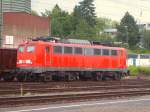140 597-6 steht am 11.07.07 abgebgelt im Aalener Bahnhof.