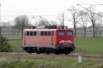 140 043 auf dem Weg nach Schwedt am 09.04.2010 in Pinnow (Uckermark)