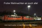 Ich wnsche euch allen ein frohes und gesegnetes Fest, last euch reich beschenken, und mach weiter mit den vielen tollen Bahnbildern. Mit diesem Foto mchte ich an die Nacht vom 06.11. auf den 07.11.2010 erinnern, als 140 432 , 140 003 und 140 423 in Aachen West bernachteten.