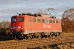 140 368-2 DB Cargo am Sonntag des 16.01.2011 kurz vor berquerung des Mittellandkanals bei Peine