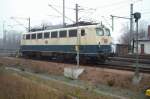 E-Lok 140 631 in Reichenbach / Vogtland am 06.12.2002 - abgestellt    