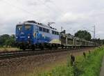 EVB 140 870-7 mit leeren Autotransportwagen in Fahrtrichtung Nienburg(Weser).