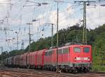 140 821-0 und 140 833-5 ziehen gemeinsam einen Güterzug durch Köln Gremberg, 5.8.10