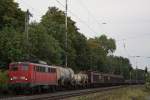 Die 140 850 zieht am 16.9.11 einen gemischten Güterzug durch Ratingen-Lintorf.