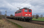 140 850 DB Cargo mit gemischten Güterzug am 22.03.2016 bei Vöhrum.
