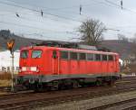 140 218-9 der DB Schenker Rail abgestellt am 14.01.2012 in Kreuztal.