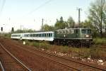 141 058-8 mit SE 3212 Lnen-Mnchengladbach auf Bahnhof Viersen am 17-04-1997.