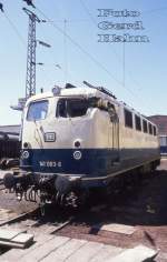 141083 stand am 12.6.1988 mit aufgeschlitztem Führerstand im BW Osnabrück.
