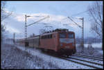 141303 erreicht hier am 12.12.1999 mit dem RB nach Osnabrück um 10.36 Uhr den Ortsrand von Hasbergen.