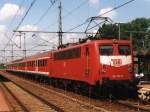 141 157-8 mit RB 61  Wiehengebirgs-Bahn  12162 Bielefeld-Bad Bentheim auf Bahnhof Bad Bentheim am 16-6-2001.