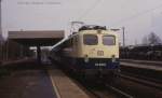 141340 mit N 8136 nach Hamm am 1.3.1988 um 13.25 Uhr im Bahnhof Rheda.
