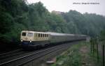 141092 mit N 8614 nach Essen am 7.6.1988 um 12.11 Uhr im nördlichen Einschnitt zum Lengericher Tunnel.