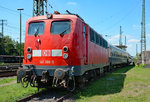 141 366-5 mit D-Zug-Wagen im DB-Museum Koblenz-Lützel - 19.07.2016