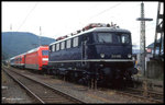 Fahrzeugausstellung am 19.7.1997 im Bahnhof Bingen: 141001 wurde in blauer Lackierung präsentiert