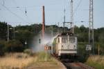 DP 50 und DP 60 mit Kreidezug am ehm. Bf Sagard (Rgen) Richtung Bergen (Rgen) am 28.07.2010.