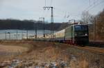 E 42 151 bespannte am 08.12.2012 einen Rheingold-Sonderzug von Kln Hbf nach Hameln (DPE 91451). Hier passiert die Garnitur gerade den Bbf Himmighausen.