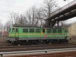 Abgestellt im Bereich des Bahnhofs Berlin Schönefeld Flughafen,  142 133 -8  der Eisenbahngesellschaft Potsdam  (91 80 6142 133-8 D-EGP)  am 23. Februar 2016.