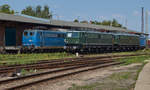 Am 15.8.2020 warteten 142 118, 142 150 und 151 007 der Eisenbahngesellschaft Potsdam im Bw Wittenberge auf weitere Einsätze.