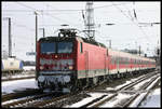 Großkorbetha am 27.2.2005: DB 143259-6 hält mit einem Regionalzug nach Halle.