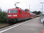 BR 143 mit RB nach Ostseebad Bint am 29.7.07 in Bergen auf Rgen.