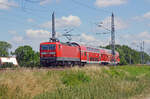 143 009 hat am 28.06.22 mit ihrer S9 bereits den Haltepunkt Kyhna verlassen und ist nun auf dem Weg Richtung Halle(S).