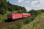 143 210 mit RE 33212 bei Bergen (Rgen) [28.07.2007]
