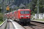 Am 10.07.2026 zog 143 932 ihre S1 mach Sch�na in den Bahnhof Kurort Rathen.