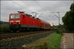 Hagen-Iserlohn-Hagen....143 054 bringt bei Hohenlimburg die RB56 (RB 39641)  DER ISERLOHNER  nach Iserlohn.