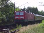 143 843 zieht ein RB43 Cottbus kurz vor Eisenhttenstadt.20.06.07
