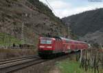 RB 12219 (Trier Hbf-Koblenz Hbf) mit Schublok 143 833-2 bei Kattens 4.4.10