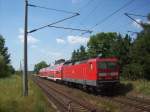 143 002-4 mit dem RB Leipzig - Weienfels bei der Einfahrt in den Haltepunkt Leipzig - Rckmarsdorf 21.07.2010