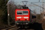 143 842-3 mit der S6 nach Kln-Nippes bei der Einfahrt in Dsseldorf-Eller-Sd am 07.03.2011
