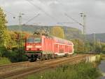DB 143 837-3 mit dem BUGA-Steuerwagen am 4.10.2011 in Limperich