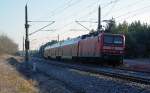 143 349 befrderte am 26.01.12 eine RB aus Leipzig nach Wittenberg, fotografiert in Muldenstein.