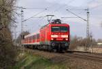 143 872-0 mit einer RB nach Pinneberg am 3.04.2010 bei Tornesch.