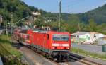 143 883 pendelte am 02.07.13 mit einer S-Bahn auf der Strecke Schna - Dresden.