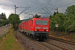 Wegen Lokmangels im Werk Freiburg, bespannte die Freiburger 143 050-3 einen RE von Offenburg nach Basel Bad Bf.