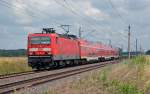 Von Hoyerswerda kommend rollt 143 192 am 12.07.13 durch Eilenburg Richtung Leipzig.
