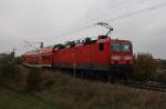 Hier 143 641-9 mit einem RE3 (RE18392) von Angermünde nach Schwedt(Oder) Hbf., bei der Einfahrt am 9.10.2013 in Schwedt(Oder) Hbf.
