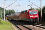 Nachschuß auf die 143 858-9, die am 11.07.2014 mit der RB 16524 gerade Zeutsch verlässt und weiter nach Großheringen fährt.