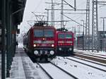 Der letzte Winter, vielleicht sogar der letzte Schnee 2014 für 143 891-0 und 143 283-0 in Nordhausen 29.12.2014