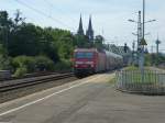 143 168 fuhr am 01.08.2015 mit einem Regionalzug durch den Bahnhof Köln Messe/Deutz.