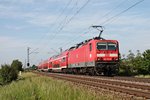 Nachschuss auf 143 364-8 am 13.05.2015, als sie als HVZ-Verstäker (Neuenburg (Baden) - Freiburg (Brsg) Hbf) bei Hügelheim ihrem Ziel entgegen fuhr.