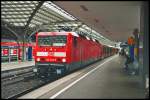 Die frisch mit einer IS630 untersuchte Dsseldorfer 143 643, steht am Morgen des 27.05.07 vor einer S6 nach Essen im Hauptbahnhof Kln.