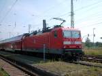Die in Magdeburg beheimatete 143 948-8 schob am 21.07.2007 den RegionalExpress 36125 von Magdeburg Hauptbahnhof nach Lutherstadt Wittenberg.