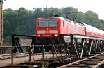 16.07.2008 143 654-2 mit S1 auf der Elbbrcke in Meien.